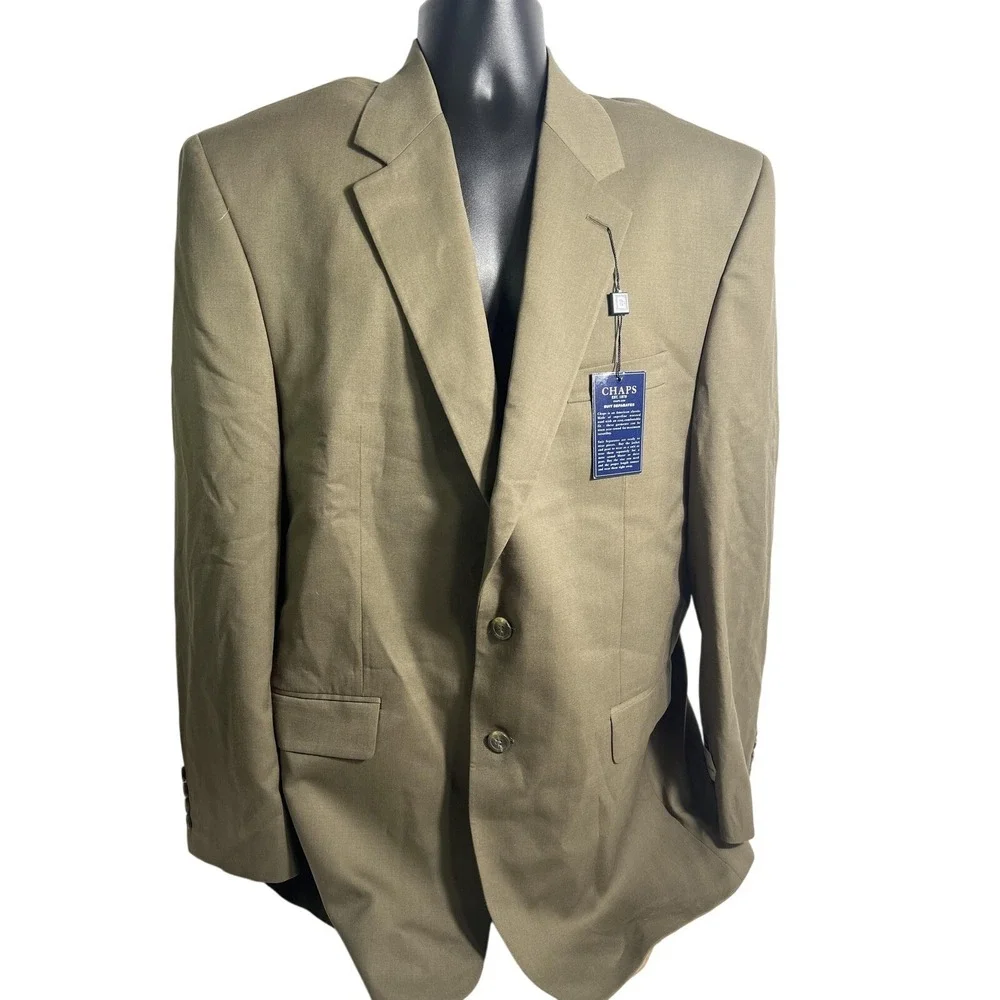 Chaps Blazer Mens 46 Brown Pure New Wool Suit Separate Sport Coat 2 Btn‎